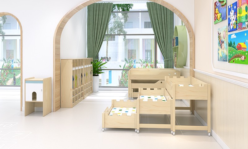 幼儿园家具枫木儿童床.jpg